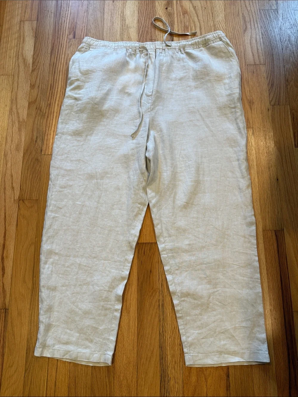 Light Beige 100% Linen Casual Capris NWT
